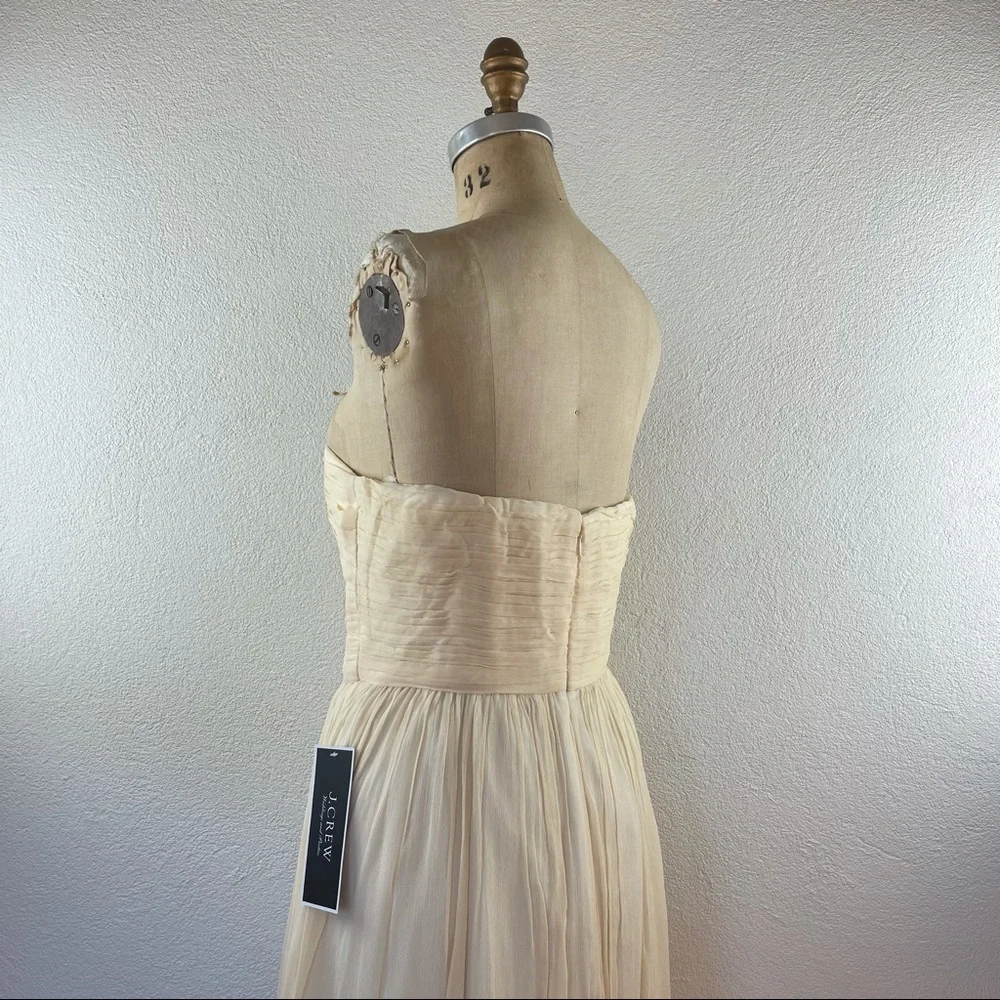 JCrew l 12 Silk Chiffon Pleated Strapless Sweetheart Wedding Bridal Formal Dress